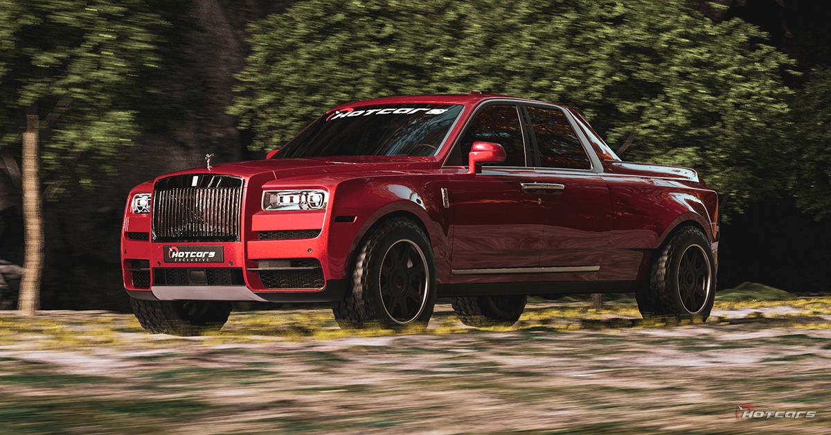Rolls-Royce Cullinan Pickup Truck Concept off--roading front third quarter view