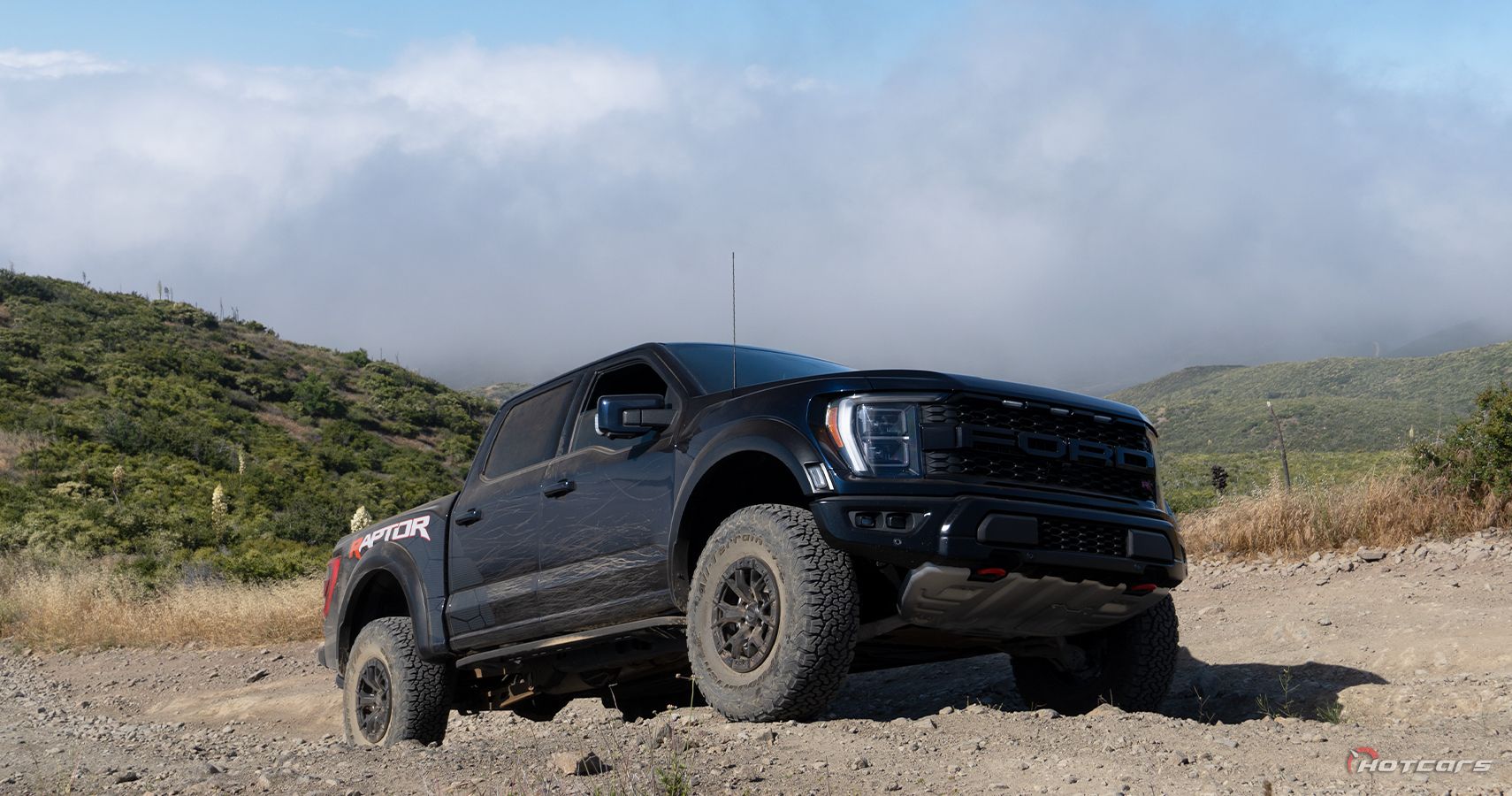 Ford F-150 Raptor R Front Three Quarters Off-Roading at Rowher Flats in Southern California