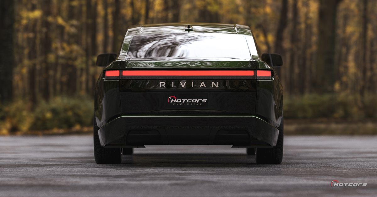 Rivian Sedan, vista de perfil traseiro