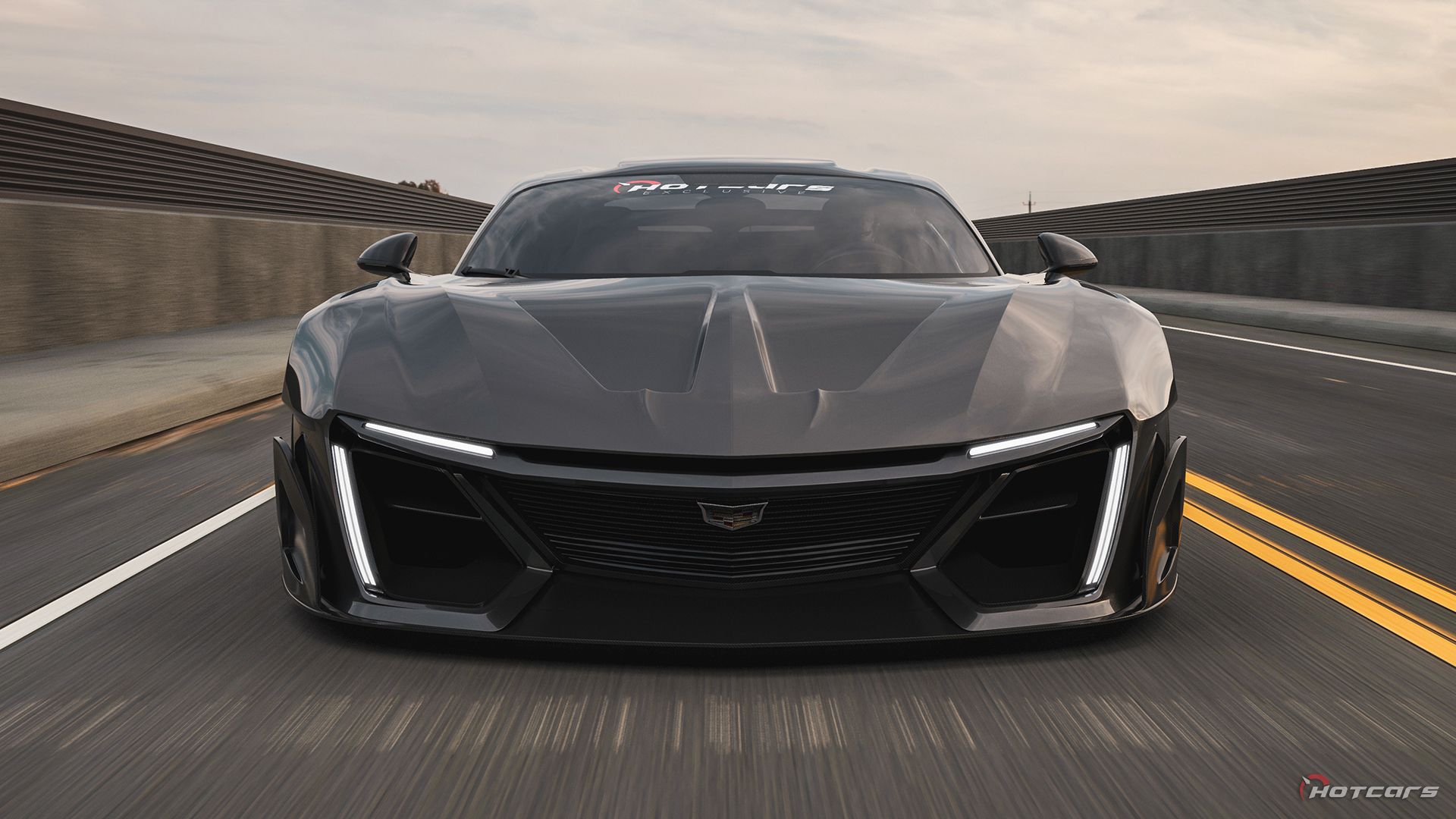 HotCars Car Renders Cadillac Mid-Engine Halo Car, front profile view