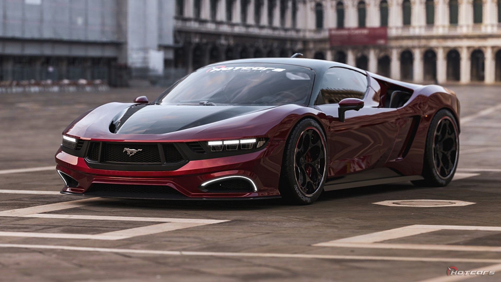 HotCars Car Renders Ferrari-Inspired Ford Mustang, front quarter view
