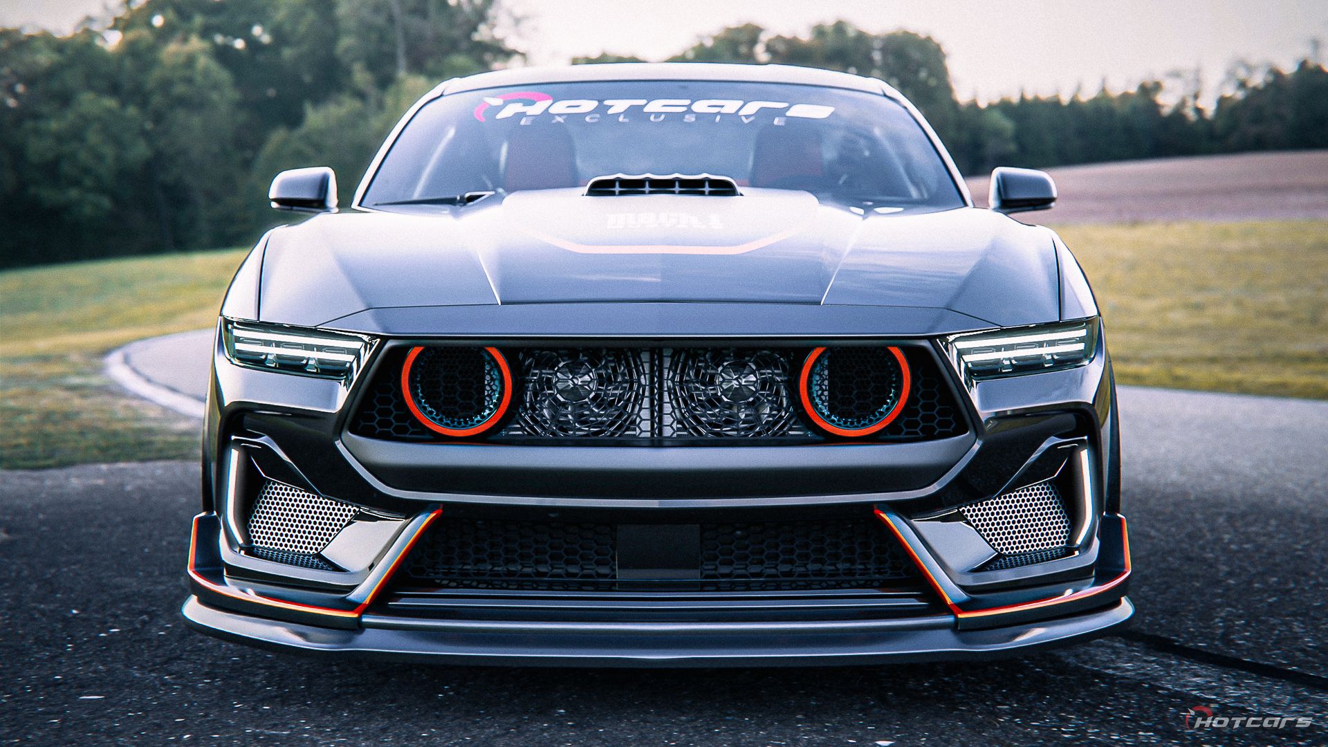 HotCars Car Renders 2025 Ford Mustang Mach 1, front profile view