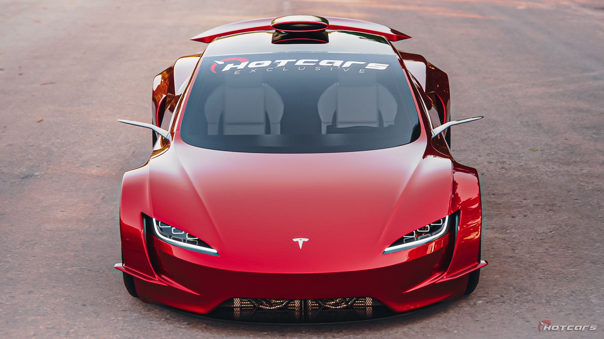 HotCars Car Renders Tesla Roadster, front profile view