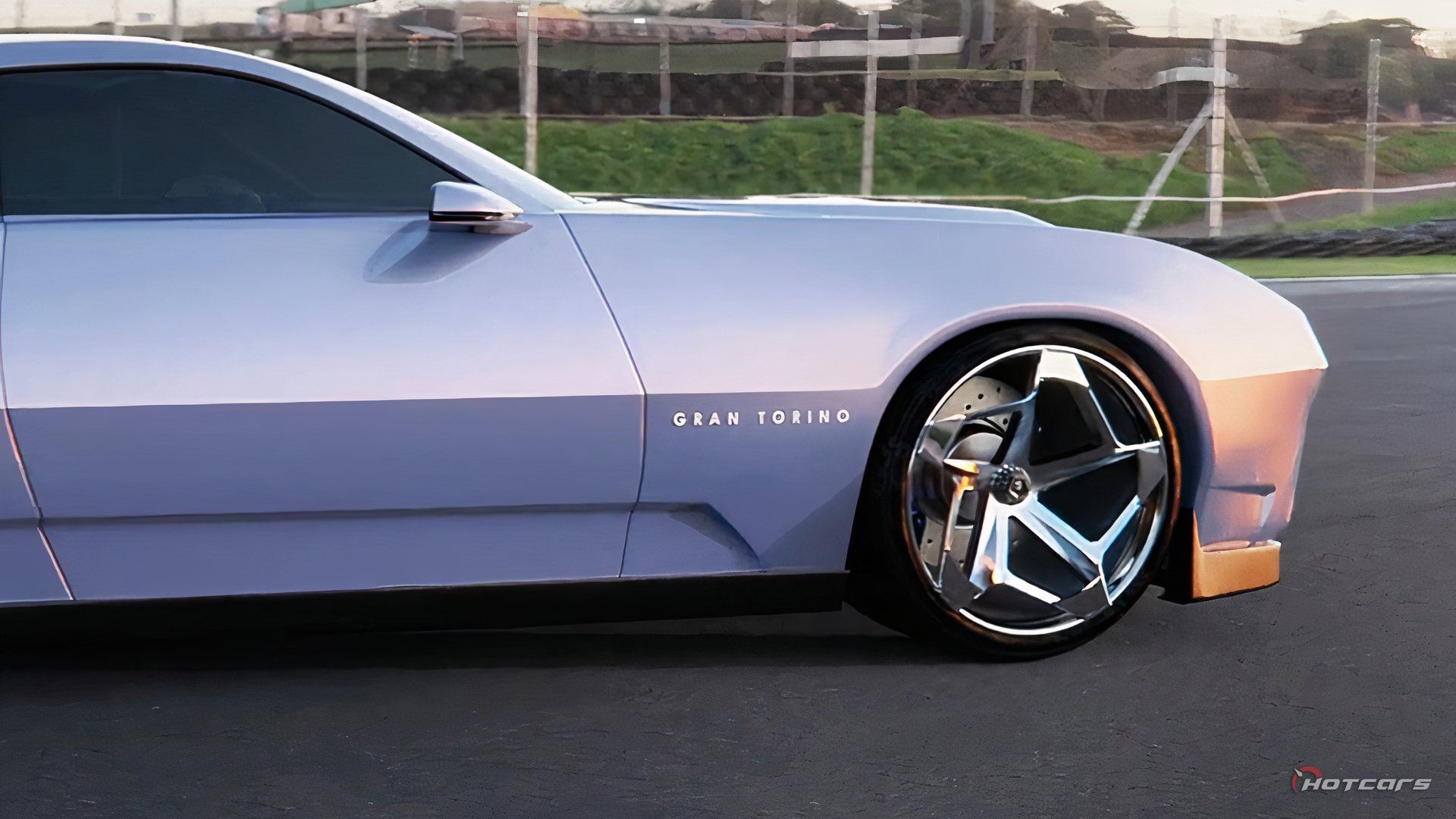 HotCars Car Renders Ford Gran Torino Sport, close-up do para-lama lateral na frente